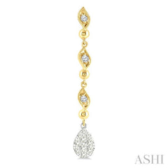 ASHI Pear Shape Lovebright Diamond Long Earrings 680E3PPFGERYW