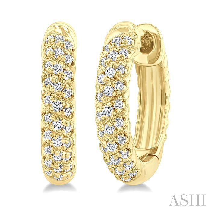 ASHI Twisted Petite Diamond Huggie Fashion Earrings 680W7PPTSERYG