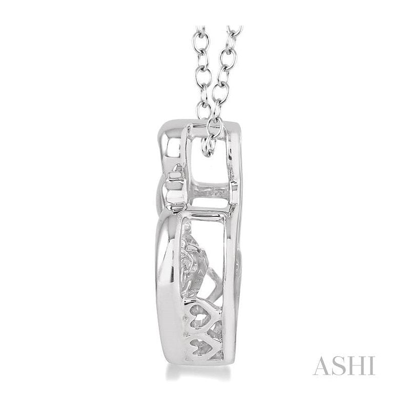 ASHI Silver Heart Shape Mom & Child Emotion Diamond Pendant 80139PPSXSLPD