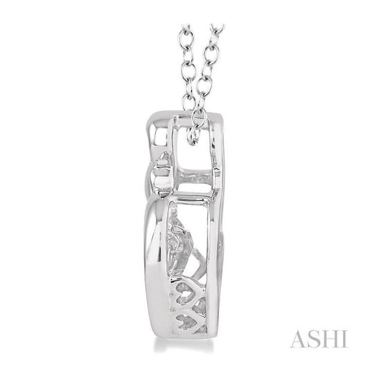 ASHI Silver Heart Shape Mom & Child Emotion Diamond Pendant 80139PPSXSLPD