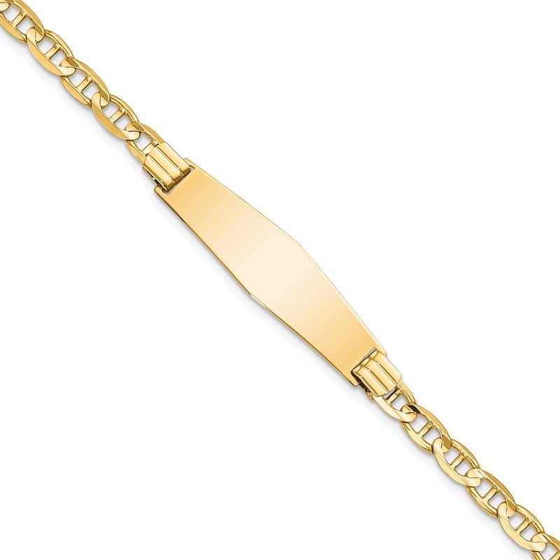 Quality Gold 14k Anchor Link Soft Diamond Shape ID Bracelet LID77C