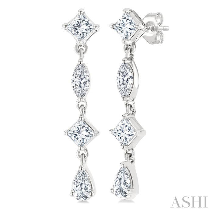 ASHI Mixed Shape Diamond Fashion Long Earrings 681E3PPFGERWG