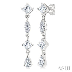 ASHI Mixed Shape Diamond Fashion Long Earrings 681E3PPFGERWG