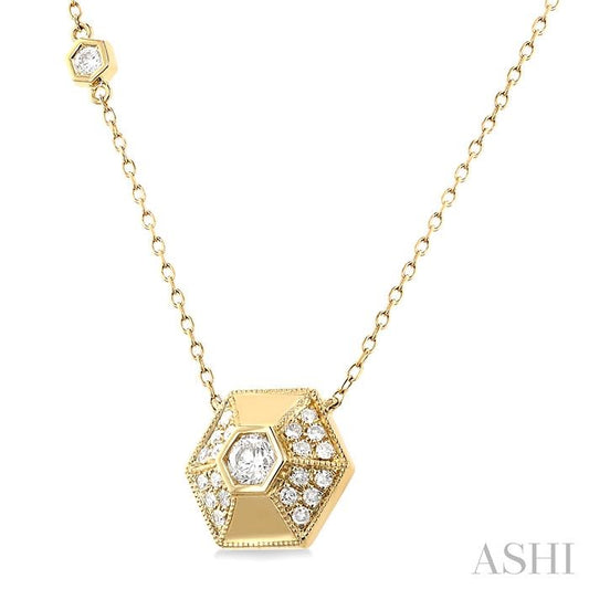 ASHI Hexagon Shape Diamond Fashion Necklace 681TUPPFGNKYG