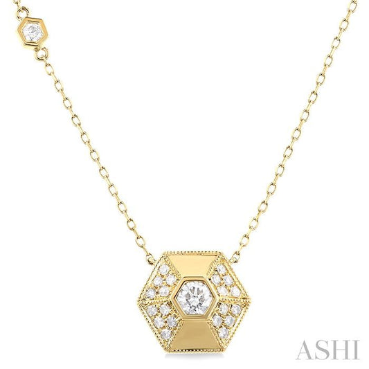 ASHI Hexagon Shape Diamond Fashion Necklace 681TUPPFGNKYG