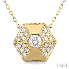 ASHI Hexagon Shape Diamond Fashion Necklace 681TUPPFGNKYG