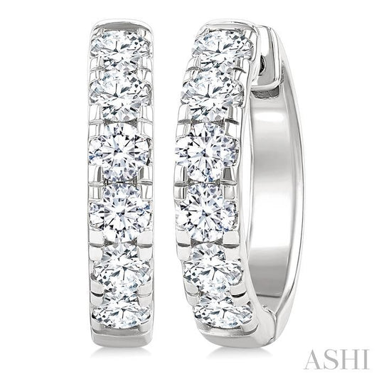 ASHI Round Shape Diamond Hoop Earrings 68210PPFGERWG-1.5
