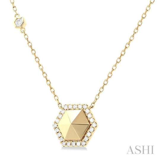 ASHI Hexagon Shape Diamond Fashion Necklace 682TQPPFGNKYG