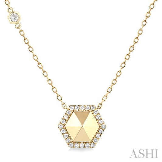 ASHI Hexagon Shape Diamond Fashion Necklace 682TQPPFGNKYG