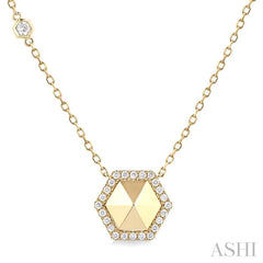 ASHI Hexagon Shape Diamond Fashion Necklace 682TQPPFGNKYG