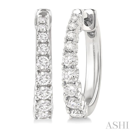 ASHI Graduated Diamond Fashion Hoop Earrings 683V3PPFGERWG