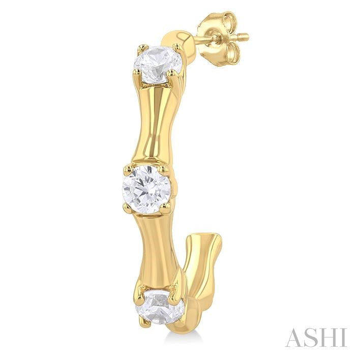 ASHI Petite Diamond Fashion Bamboo Half Hoop Earrings 683W8PPTGERYG
