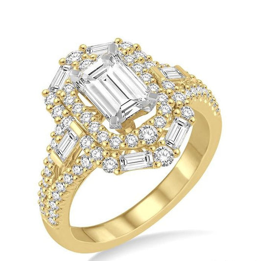 Parkplace Jewelers Emerald Shape Semi-Mount Halo Diamond Engagement Ring 228A1PPFVYW-SM