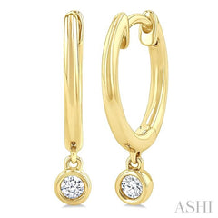 ASHI Bezel Set Petite Diamond Huggie Fashion Earrings 684V8PPTGERYG