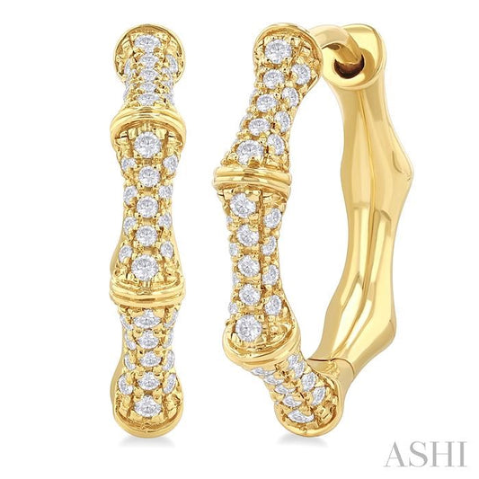 ASHI Petite Diamond Bamboo Huggie Fashion Earrings 684W5PPFGERYG