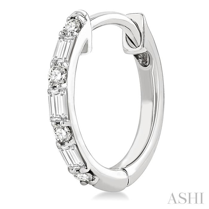 ASHI Baguette Petite Diamond Fashion Huggie Earrings 685V6PPTGERWG