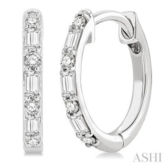 ASHI Baguette Petite Diamond Fashion Huggie Earrings 685V6PPTGERWG