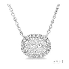 ASHI Oval Shape East-West Halo Lovebright Essential Diamond Pendant 9964UPPFVNKWG