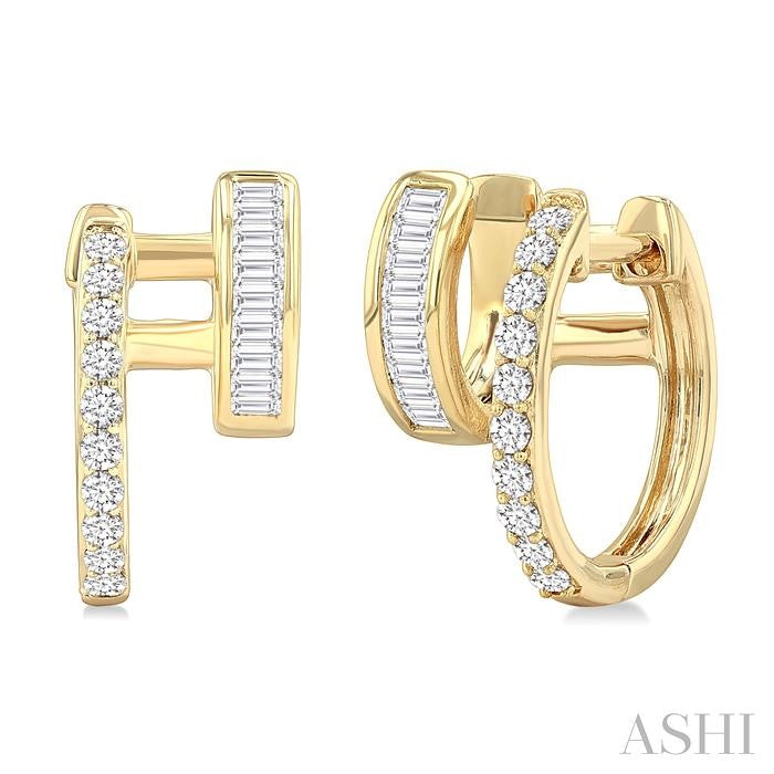 ASHI Double Row Diamond Huggie Fashion Earrings 688W3PPFGERYG