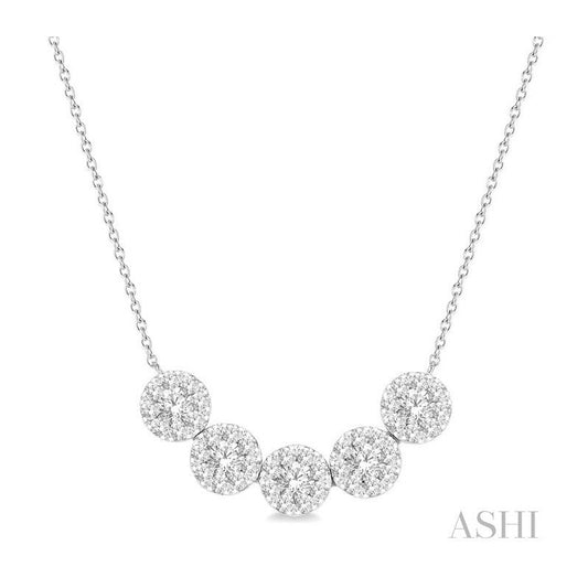ASHI Round Shape 5 Stone Lovebright Essential Diamond Smile Necklace 9994HPPFGNKWG