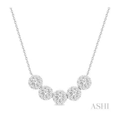 ASHI Round Shape 5 Stone Lovebright Essential Diamond Smile Necklace 9994HPPFGNKWG