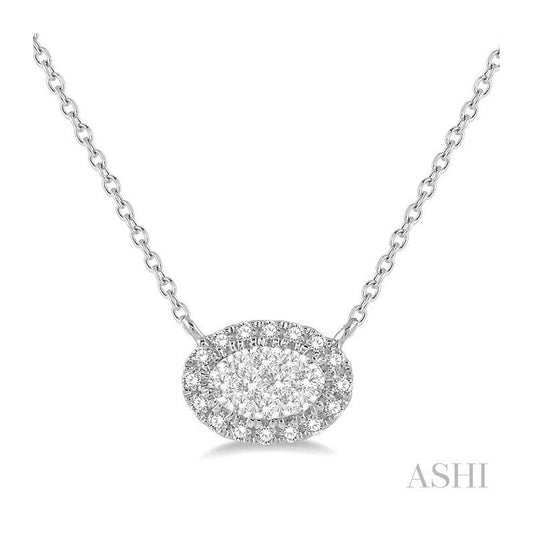 ASHI Oval Shape East-West Halo Lovebright Essential Diamond Pendant 9964HPPFVNKWG