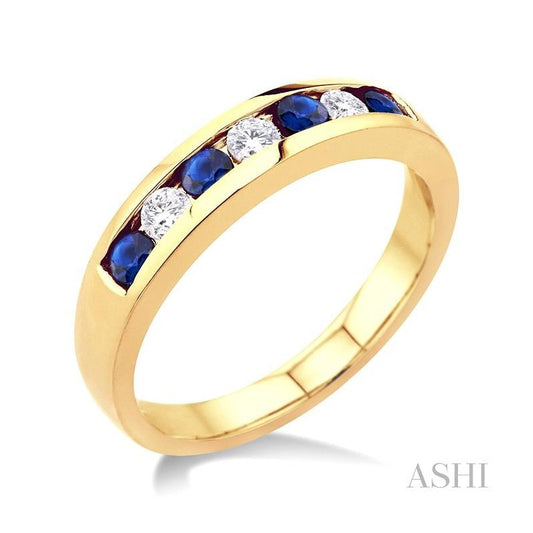 ASHI Channel Set Alternate Gemstone & Diamond Wedding Band 30317PPFXSP