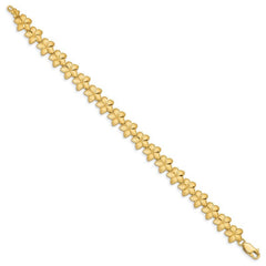 Quality Gold 14K Brushed & D/C Plumeria Bracelet FB1527-7.25