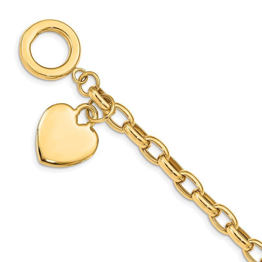 Quality Gold 14k Heart Charm Bracelet SF153-7.5