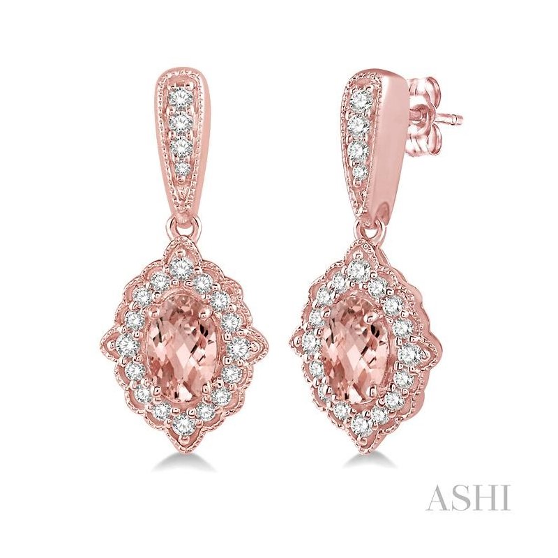 ASHI Oval Shape Gemstone & Halo Diamond Earrings 61226PPTSERMOPG