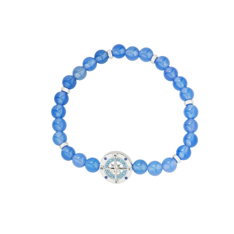 Ocean blue agate compass stretch bracelet