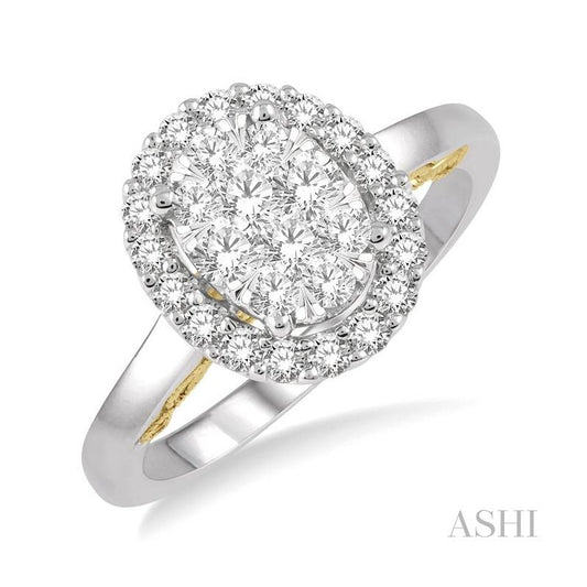 ASHI Oval Shape Halo Lovebright Essential Diamond Ring 136E2PPFVWY