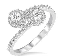 Parkplace Jewelers Silver 2 Stone Halo Diamond Fashion Ring 822A8PPSXSLRG