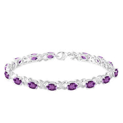 Parkplace Jewelers Silver Oval Shape Gemstone & Diamond Bracelet 85549PPSSAMSLTB