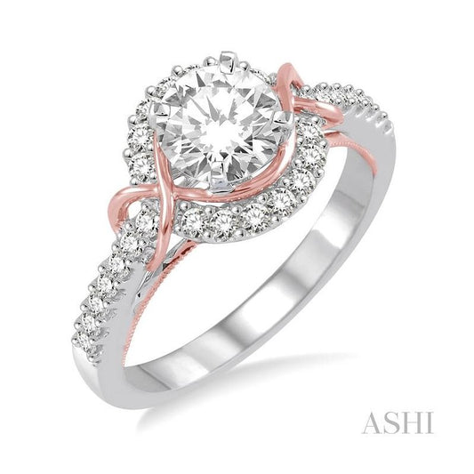 ASHI Round Shape Halo Diamond Engagement Ring 253B0PPFVWP-LE-1.05