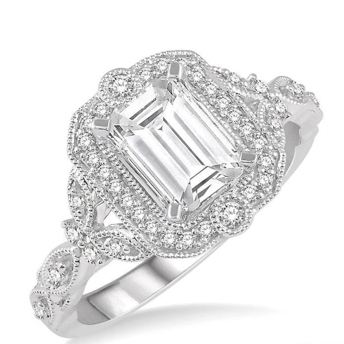 Parkplace Jewelers Emerald Shape Semi-Mount Halo Diamond Engagement Ring 227F6PPFVWG-SM