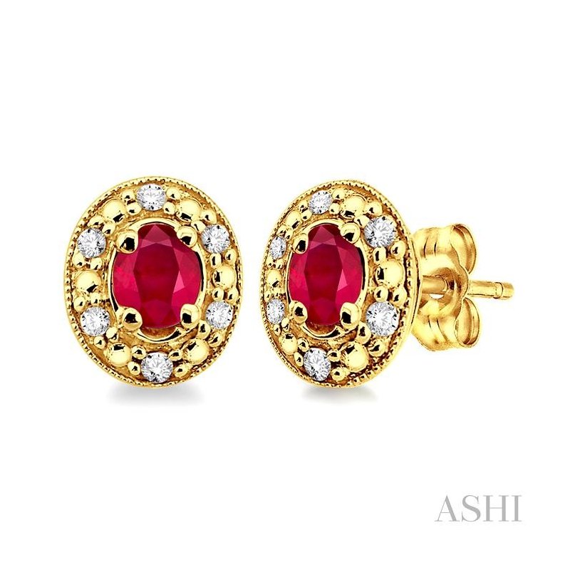 ASHI Oval Shape Gemstone & Diamond Earrings 58198PPTSERRBYG