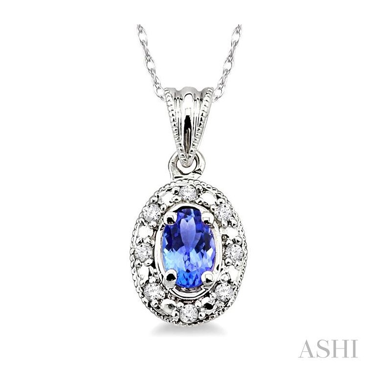 ASHI Oval Shape Gemstone & Diamond Pendant 58199PPFSPDTZWG