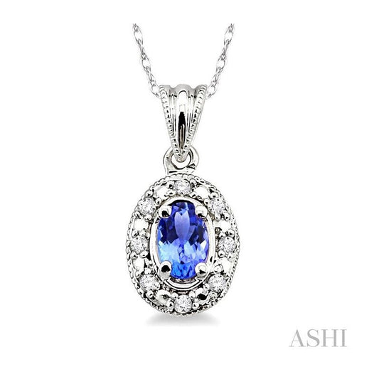 ASHI Oval Shape Gemstone & Diamond Pendant 58199PPFSPDTZWG