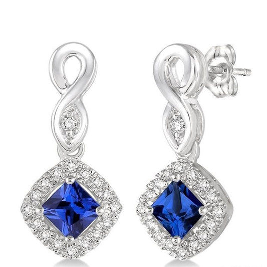 Parkplace Jewelers Cushion Shape Gemstone & Halo Diamond Earrings 57088PPFSERSPWG