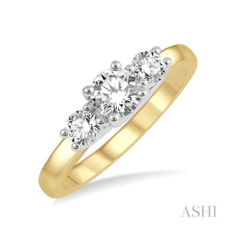 ASHI Round Shape Past Present & Future Diamond Engagement Ring 30412PPFGYW