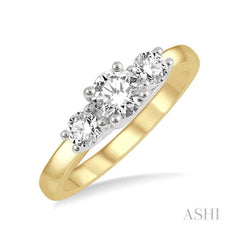 ASHI Round Shape Past Present & Future Diamond Engagement Ring 30412PPFGYW
