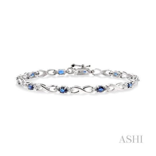 ASHI Oval Shape Gemstone & Diamond Bracelet 76040PPTSSPW