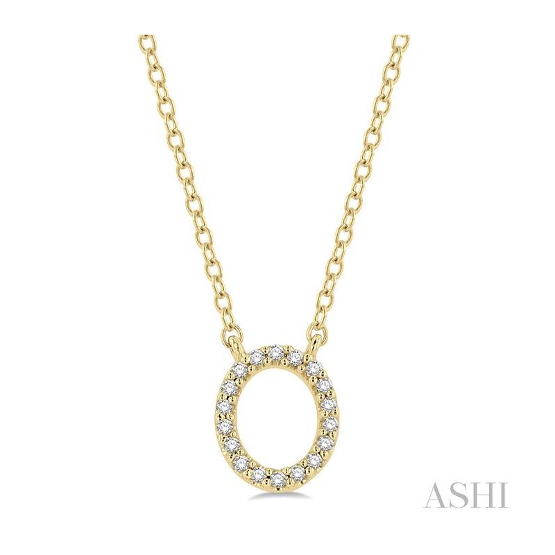 ASHI Block 'O' Initial Diamond Pendant 912F9PPTSPDYG-O