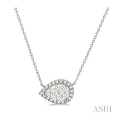 ASHI Pear Shape East-West Halo Lovebright Essential Diamond Pendant 9981UPPFVNKWG