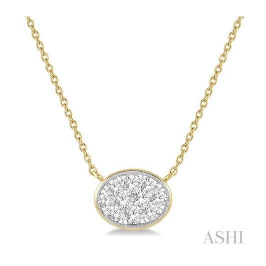 ASHI Oval Shape East-West Lovebright Essential Diamond Pendant 9978UPPFHNKYW