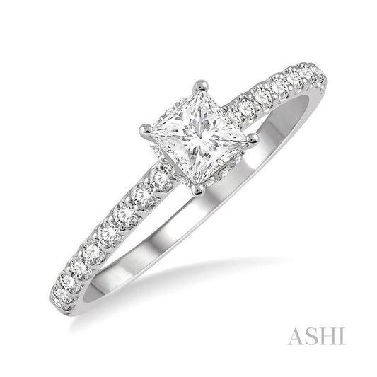 ASHI Princess Shape Diamond Engagement Ring 259J3PPFHWG-LE-PRN