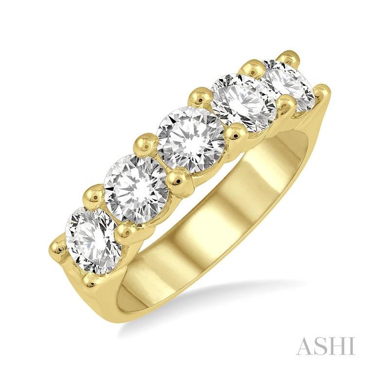 ASHI Round Shape 5 Stone Diamond Wedding Band 33340PPFGYG-2.00