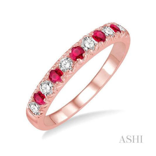 ASHI 11 Alternate Gemstone & Diamond Wedding Band 46506PPFGRBPG