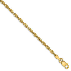 Quality Gold 14K 10 inch 2.5mm Extra Light Diamond-cut Rope with Lobster Clasp Anklet EXL021